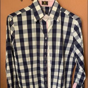 Flor Da Liso blue/white plaid button down blouse
